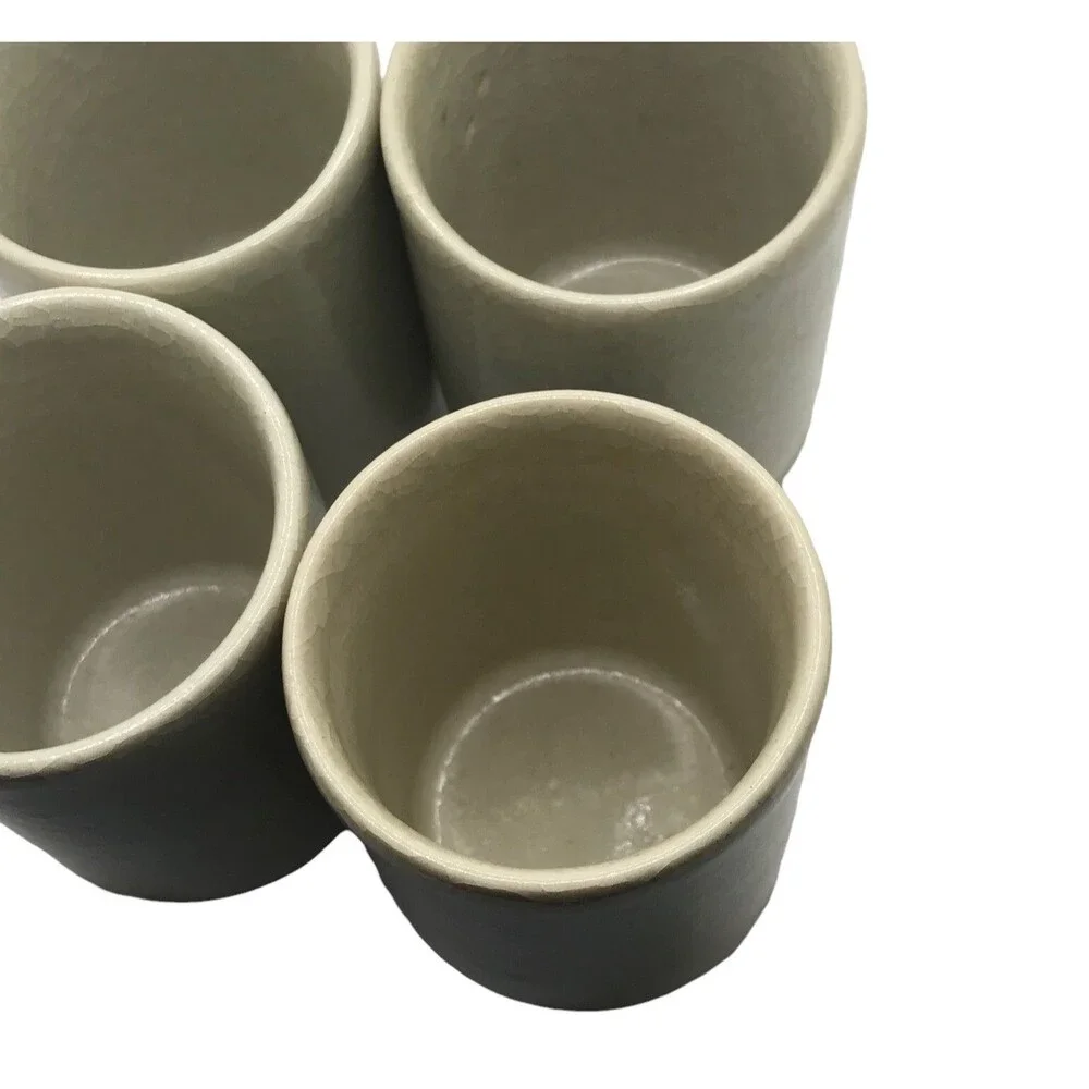 Japanese Sake Cups Set of Four from Japan 3.5” Flower Red Gray White Black